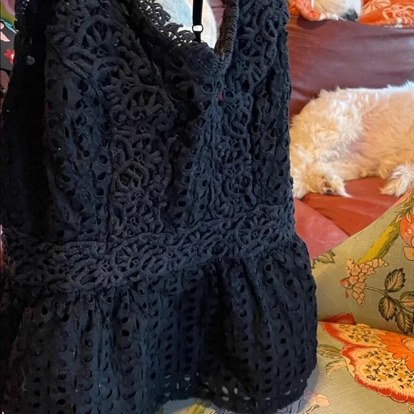 Japa Black Eyelet Ruched Back Babydoll Top, Size L - Picture 5 of 5